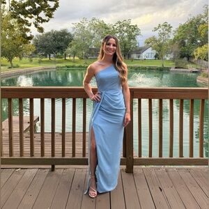 Azazie Sky Blue Asymmetrical Dress